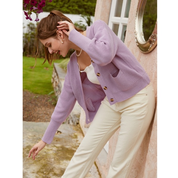 Lavender Knit Button Front Cardigan - Picture 11 of 16